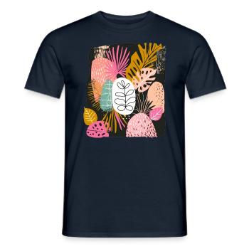 Feuilles tropicales colorées Art abstrait - T-shirt homme - marine - Devant - AI Model Male 178 light (178cm)