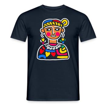 Aztec God Ancient Mythology Coatlicue Colorful - Men's T-Shirt - navy - Front - AI Model Male 178 light (178cm)