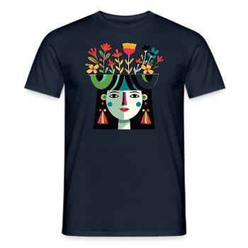 Déesse aztèque Xochiquetzal Mythologie ancienne - T-shirt homme - marine - Devant - AI Model Male 178 light (178cm)