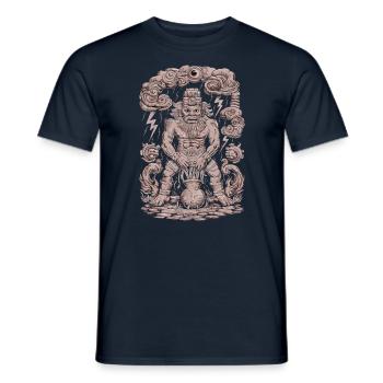 Maya Gott Mayanische Mythologie Chaac steht im - Männer T-Shirt - Navy - Vorne - AI Model Male 178 light (178cm)