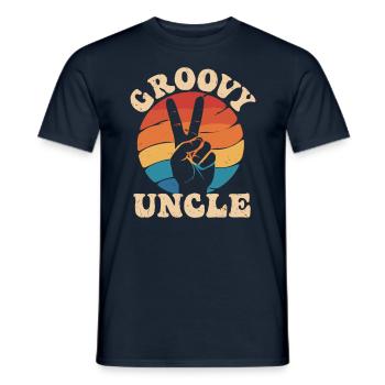Groovy Onkel Retro Peace Handzeichen - Männer T-Shirt - Navy - Vorne - AI Model Male 178 light (178cm)