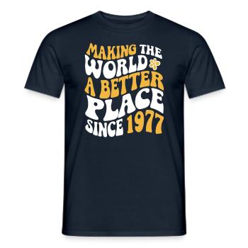 1977 Geburtstag Vintage Hippie Groovy - Männer T-Shirt - Navy - Vorne - AI Model Male 178 light (178cm)