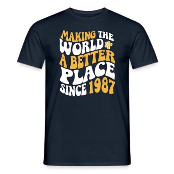1987 Geburtstag Vintage Hippie Groovy - Männer T-Shirt - Navy - Vorne - AI Model Male 178 light (178cm)
