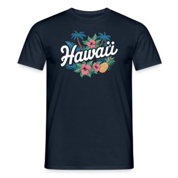 Hawaii Souvenir Tropische Blumen und Ananas - Männer T-Shirt - Navy - Vorne - AI Model Male 178 light (178cm)
