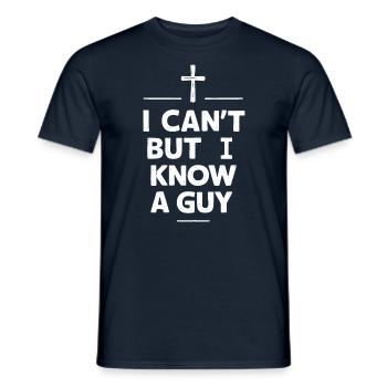 Je ne peux pas, mais je connais un gars, Jésus - T-shirt homme - marine - Devant - AI Model Male 178 light (178cm)