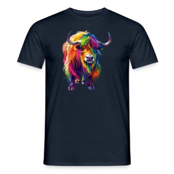 Colorful Yak: Colorful Work of Art - Men's T-Shirt - navy - Front - AI Model Male 178 light (178cm)