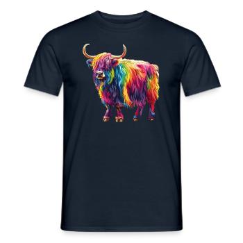 Yak Rainbow Colorful Artwork Color Joy - Men's T-Shirt - navy - Front - AI Model Male 178 light (178cm)