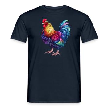 Hahn Regenbogen – Bunte Farbenpracht - Männer T-Shirt - Navy - Vorne - AI Model Male 178 light (178cm)