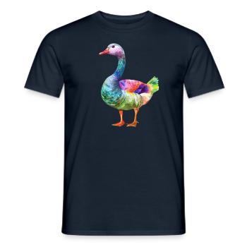 Bunte Ente Aquarell Kunstwerk - Männer T-Shirt - Navy - Vorne - AI Model Male 178 light (178cm)