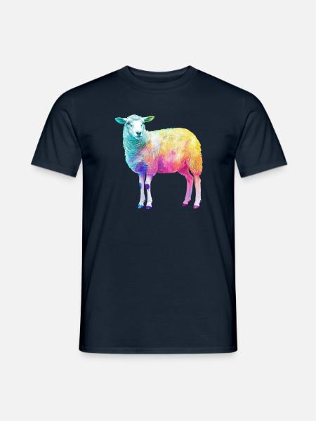 Schaf mit Regenbogen Shepherd-Farmtier - Männer T-Shirt - Navy