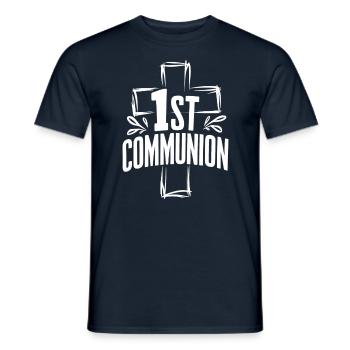 First Communion Cross Design - Men's T-Shirt - navy - Front - AI Model Male 178 light (178cm)