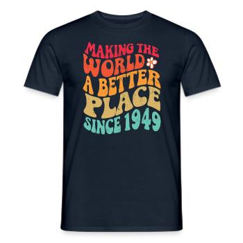 1949 Geburtstag Vintage Hippie Groovy - Männer T-Shirt - Navy - Vorne - AI Model Male 178 light (178cm)