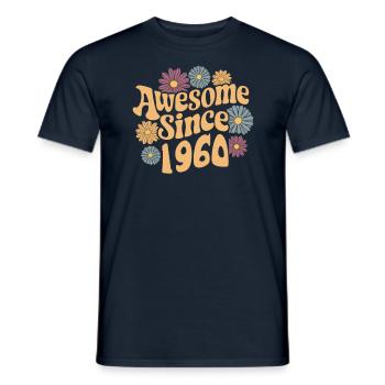 Awesome Since 1960 Retro Blumen Geburtstag - Männer T-Shirt - Navy - Vorne - AI Model Male 178 light (178cm)