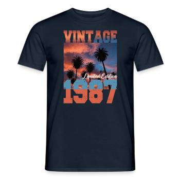 1987 Vintage Limited Edition Palmen Geboren 1987 - Männer T-Shirt - Navy - Vorne - AI Model Male 178 light (178cm)