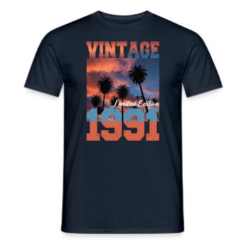 1991 Vintage Limited Edition Palm Trees Born 1991 - Men's T-Shirt - navy - Front - AI Model Male 178 light (178cm)