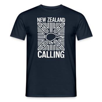 New Zealand Souvenir Calling Kiwi Design - Men's T-Shirt - navy - Front - AI Model Male 178 light (178cm)