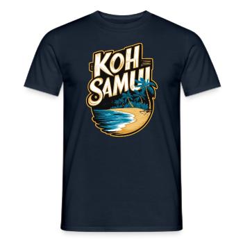 Koh Samui souvenir beach and palm trees - Men's T-Shirt - navy - Front - AI Model Male 178 light (178cm)