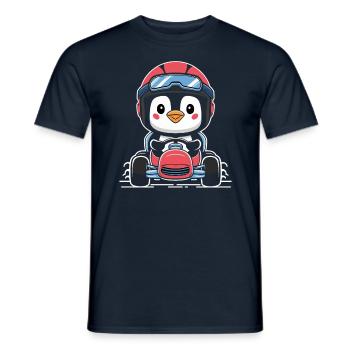 Süßer Rennfahrer Pinguin im Go-Kart - Männer T-Shirt - Navy - Vorne - AI Model Male 178 light (178cm)
