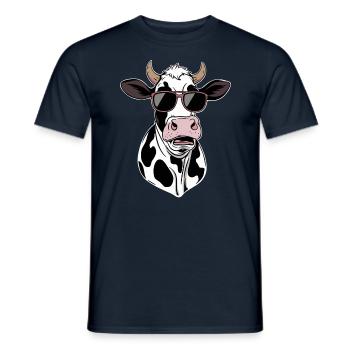 Cool cow head with sunglasses - Men's T-Shirt - navy - Front - AI Model Male 178 light (178cm)