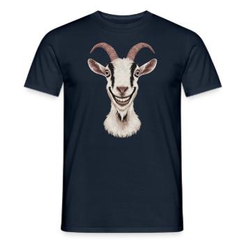 Smiling goat with humorous face - Men's T-Shirt - navy - Front - AI Model Male 178 light (178cm)