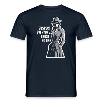 Suspect Everyone Trust No One Murder Mystery - Men's T-Shirt - navy - Front - AI Model Male 178 light (178cm)
