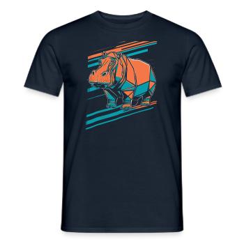 Geometrischer Hippo Kunst Design - Männer T-Shirt - Navy - Vorne - AI Model Male 178 light (178cm)