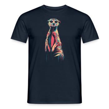 Colorful Meerkat Artwork - Men's T-Shirt - navy - Front - AI Model Male 178 light (178cm)