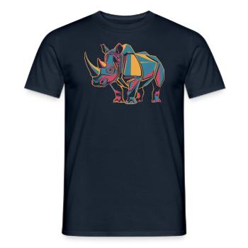 Rhinocéros géométrique coloré - T-shirt homme - marine - Devant - AI Model Male 178 light (178cm)