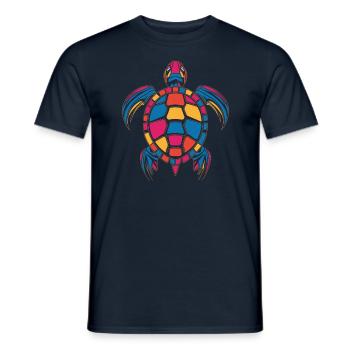 Colorful turtle artwork - Men's T-Shirt - navy - Front - AI Model Male 178 light (178cm)