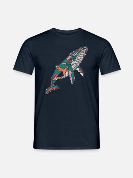 Bunter Geometrischer Wal Kunstwerk - Männer T-Shirt - Navy