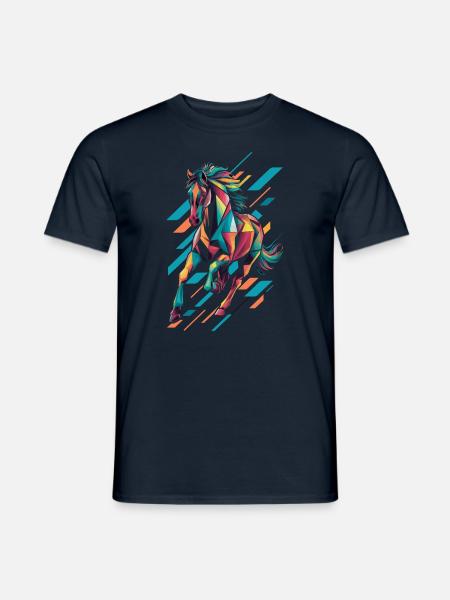 Buntes Geometrisches Pferd Design - Männer T-Shirt - Navy
