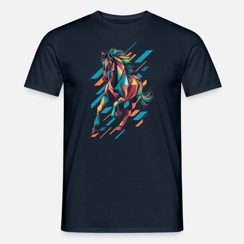 Buntes Geometrisches Pferd Design - Männer T-Shirt - Navy