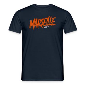 Souvenir de Marseille France - T-shirt homme - marine - Devant - AI Model Male 178 light (178cm)