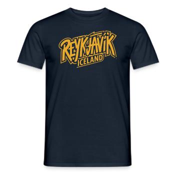 Reykjavík Islande Souvenir Design - T-shirt homme - marine - Devant - AI Model Male 178 light (178cm)