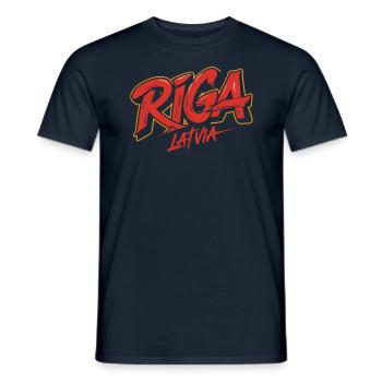 Riga Latvia Souvenir Design - Men's T-Shirt - navy - Front - AI Model Male 178 light (178cm)
