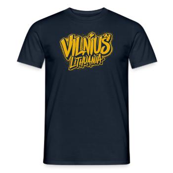 Vilnius Lithuania souvenir lettering - Men's T-Shirt - navy - Front - AI Model Male 178 light (178cm)
