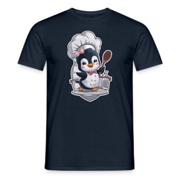 Penguin chef with chef's hat and spoon - Men's T-Shirt - navy - Front - AI Model Male 178 light (178cm)