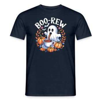 Halloween Boo-Rew Geist Mit Kaffee Und Kürbissen - Männer T-Shirt - Navy - Vorne - AI Model Male 178 light (178cm)