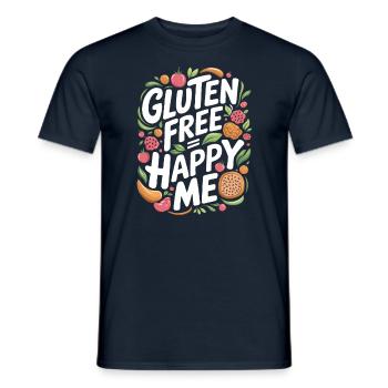 Gluten Free = Happy Me - Colorful Design - Men's T-Shirt - navy - Front - AI Model Male 178 light (178cm)