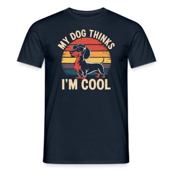 Teckel mon chien pense que je suis cool - T-shirt homme - marine - Devant - AI Model Male 178 light (178cm)