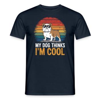 Bulldog my dog thinks I'm cool - Men's T-Shirt - navy - Front - AI Model Male 178 light (178cm)