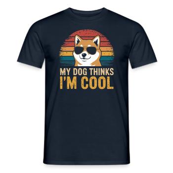 Shiba Inu Mon chien pense que je suis cool - T-shirt homme - marine - Devant - AI Model Male 178 light (178cm)