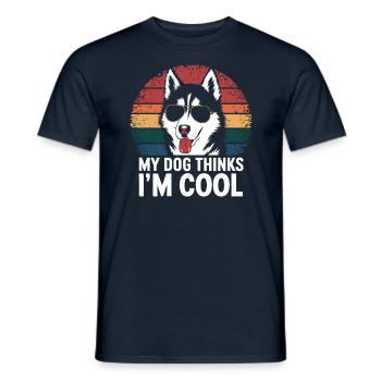 Siberian Husky Mein Hund Denkt Das Ich Cool Bin - Männer T-Shirt - Navy - Vorne - AI Model Male 178 light (178cm)