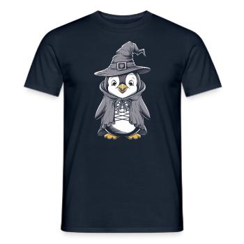 Niedlicher Pinguin im Halloween Hexenkostüm - Männer T-Shirt - Navy - Vorne - AI Model Male 178 light (178cm)