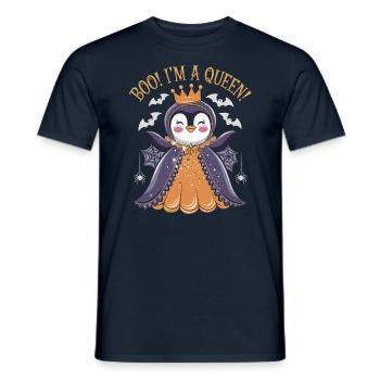 Pingouin Halloween Boo ! Je suis une reine - T-shirt homme - marine - Devant - AI Model Male 178 light (178cm)