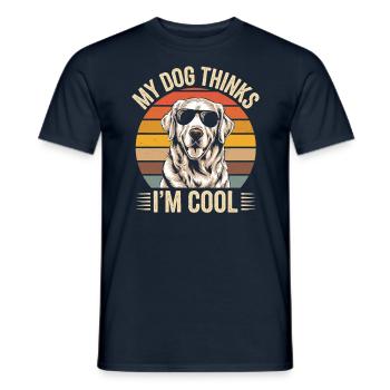 Golden Retriever Mon chien pense que je suis cool - T-shirt homme - marine - Devant - AI Model Male 178 light (178cm)