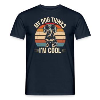 Teckel mon chien pense que je suis cool - T-shirt homme - marine - Devant - AI Model Male 178 light (178cm)