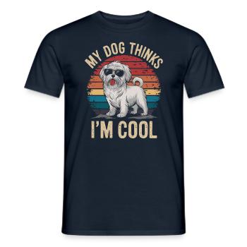 Maltese dog my dog thinks I'm cool - Men's T-Shirt - navy - Front - AI Model Male 178 light (178cm)