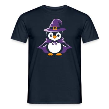 Penguin Halloween Witch Hat and Cloak - Men's T-Shirt - navy - Front - AI Model Male 178 light (178cm)
