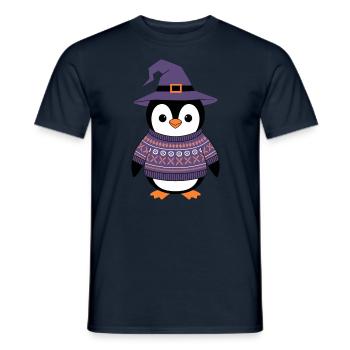 Pingouin mignon Halloween en costume de sorcière - T-shirt homme - marine - Devant - AI Model Male 178 light (178cm)